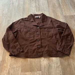 Women’s Dark Brown Button-Front Canvas Jacket